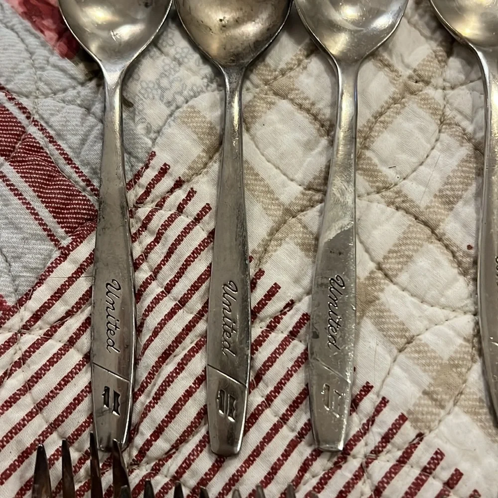 Vintage United Airlines first class Silver plated silverware forks knives spoons